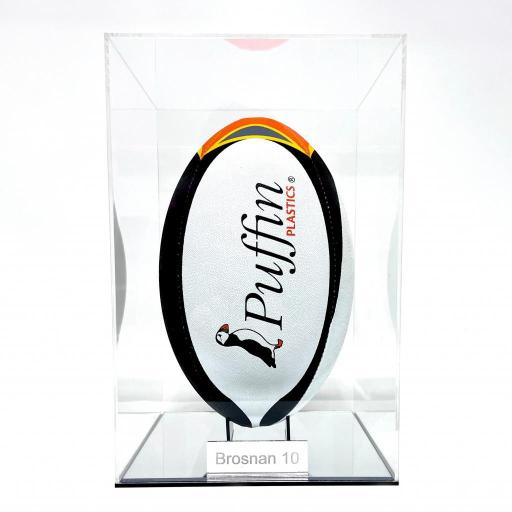 Rugby Ball Display Case Deluxe (Portrait) - Mirror Base